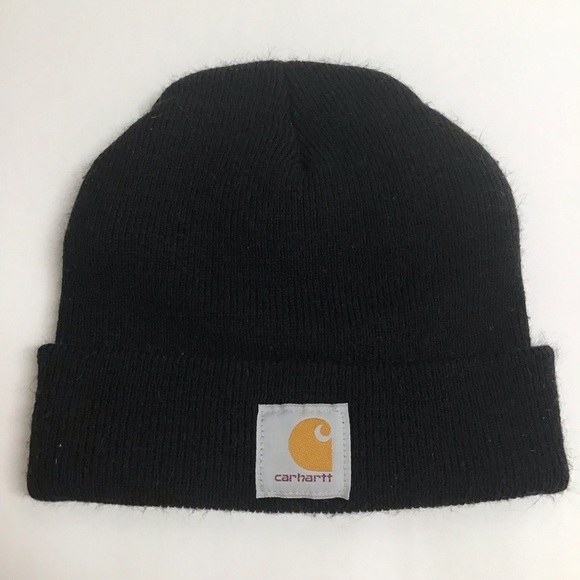 Carhartt Other - Carhartt Beanie Black Brown Embroidered Patch Logo Knit Cuffed Hat 3M Thinsulate